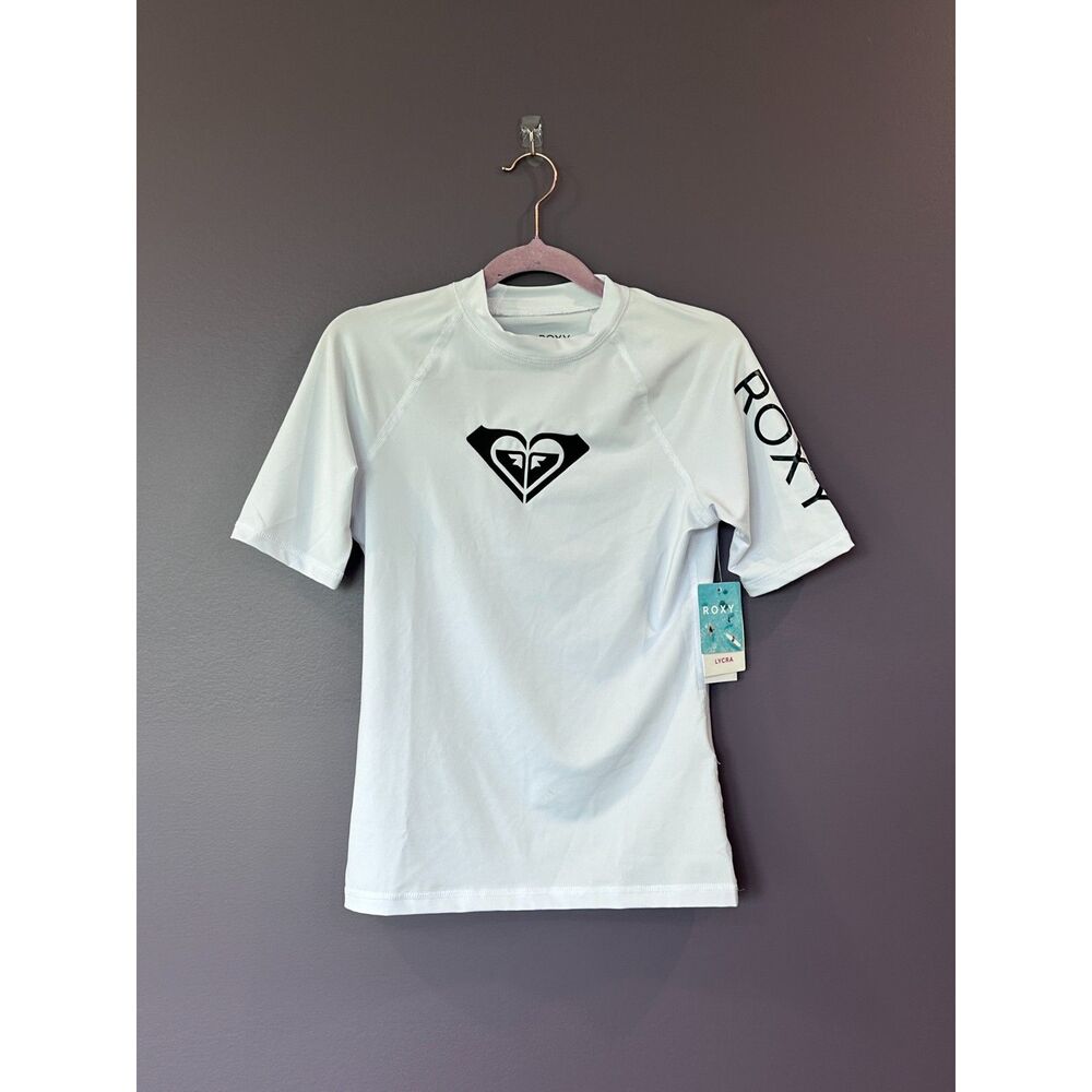NWT Roxy Whole Hearted Short Sleeve Rashguard White Size Small